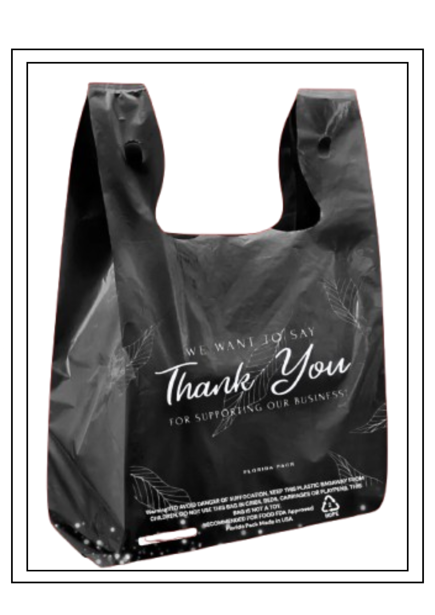 Black printed shopping bags